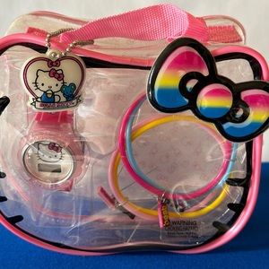 Hello Kitty clear bag with watch and bracelets